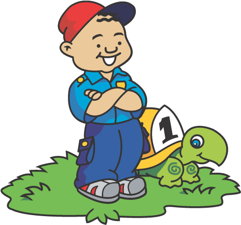 Boy And Turtle Small - Clip Art Of Boy (520x482)