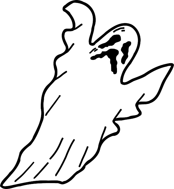 Scary, Spooky, Halloween, Flying, Floating - Scary Ghost Outline (589x640)