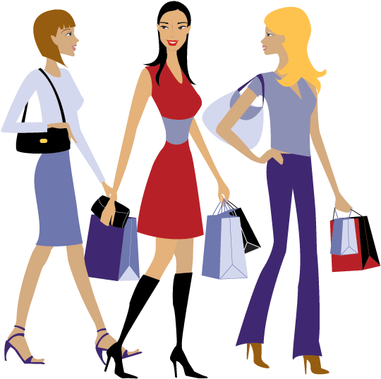 At The Shopping Centershopping With Friends Clipart - Friends Shopping Png (576x576)