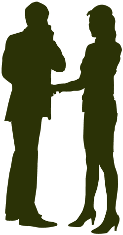 Businessman Woman Talking Silhouette - Silhouette People Talking Png (512x512)