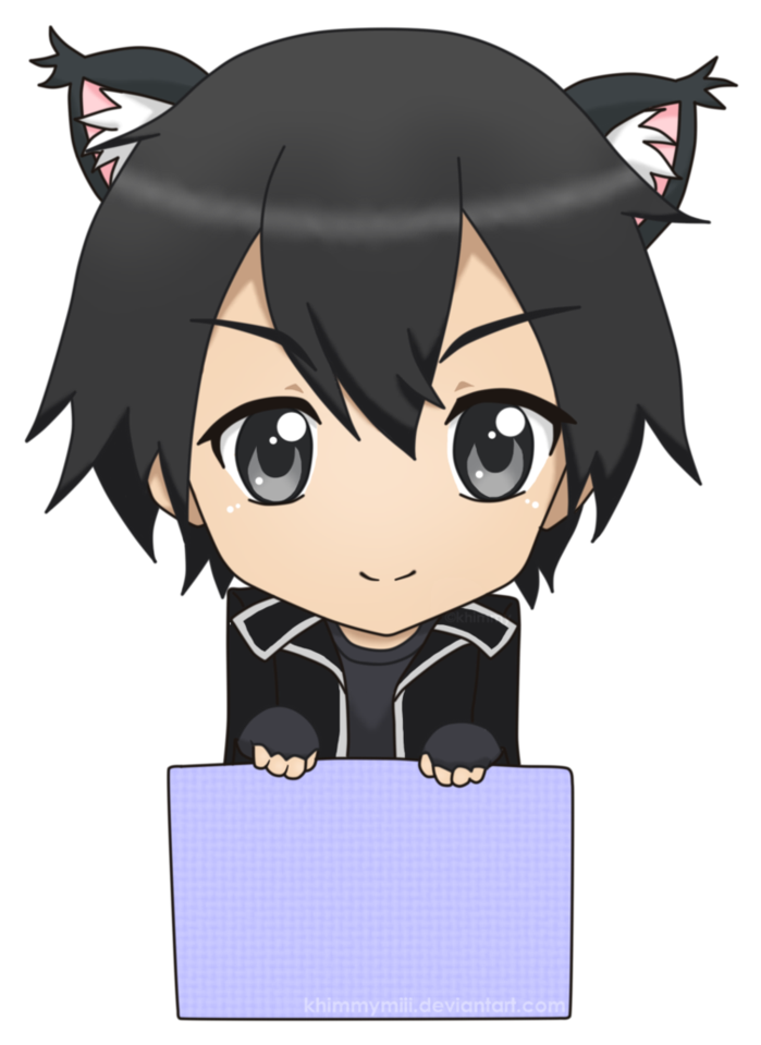 Project Chibi Sao Tag Kirito By Khimmymiii-d5que7o - Sword Art Online Chibi Cat (744x1073)