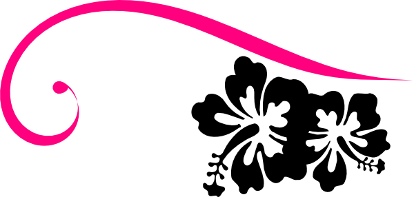Hot Pink And Black Swirl Backgrounds Clipart - Hibiscus Clip Art (600x286)