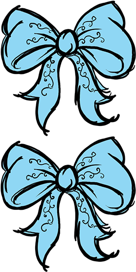 Two Blue Bows With Curls - Two Blue Bows With Curls (577x577)