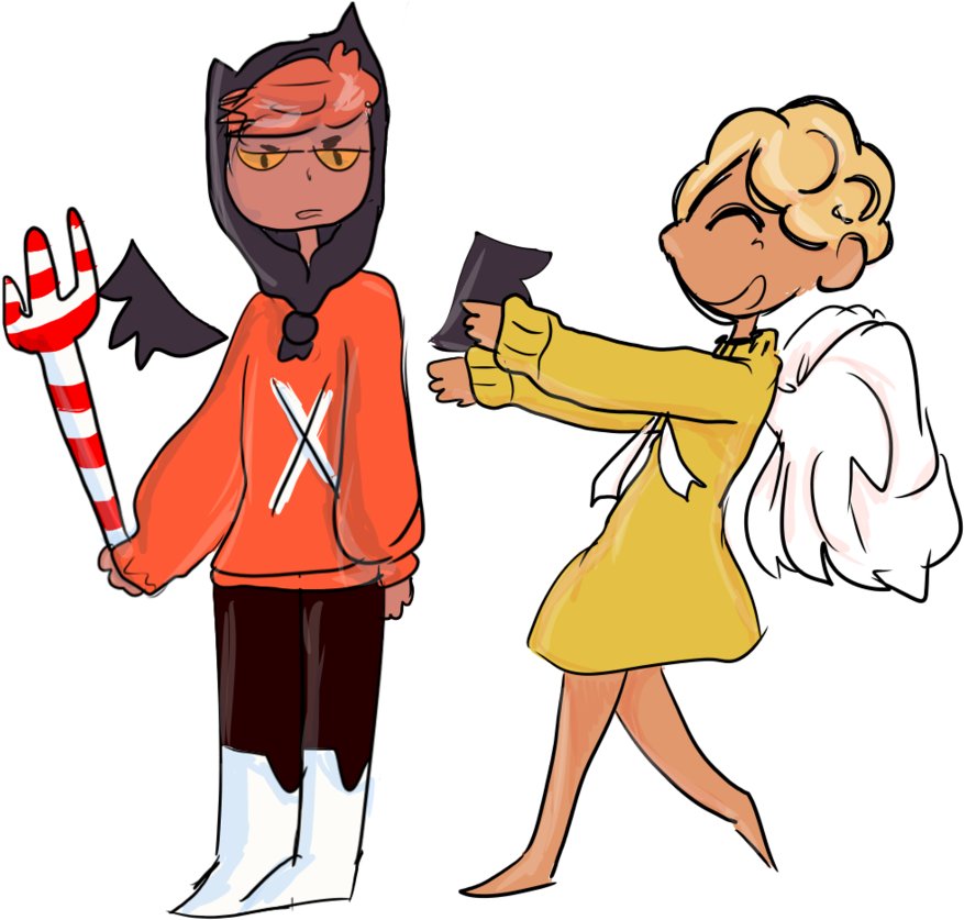 Angel And Devil Cookie By Pasta And Salad - Cartoon (894x894)