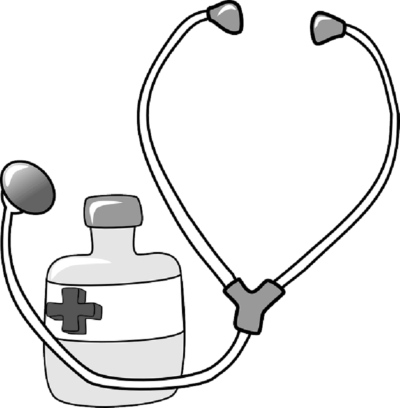 Red, Black, Outline, Cross, Drawing, Doctor, Nurse - Stethoscope Clipart (800x816)