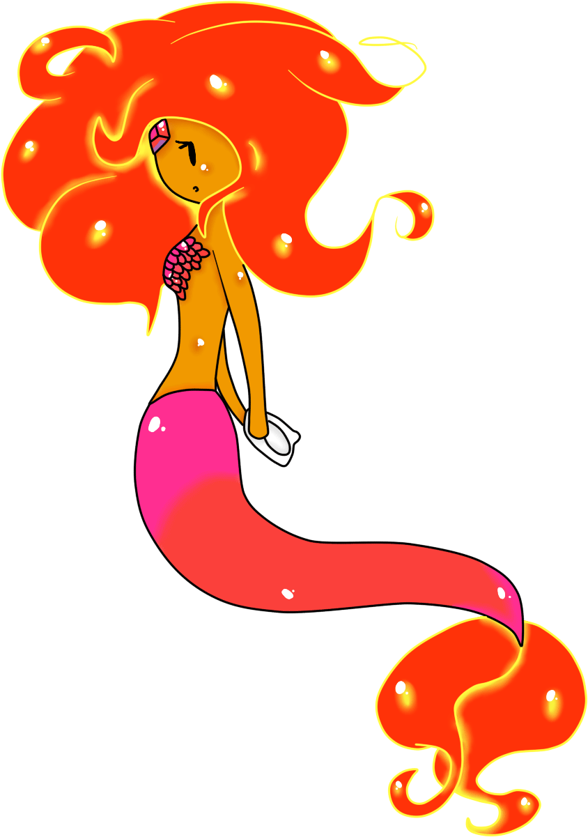 Flame Princess Mermaid By Ashourii - Hora De Aventura Sirenas (1200x1400)
