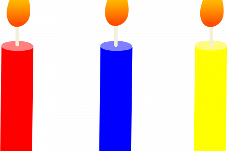 Three Lit Birthday Cake Candles Free Clip Art - Birthday Cake Candle Clipart (450x300)