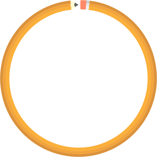 Round Pencil Frame - Orange Circle Border Png (500x500)