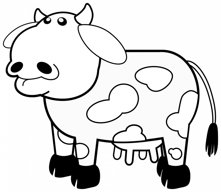 Bw Clipart Cow Pencil And In Color Pin Pictures Of - Outline Of A Cow (728x633)