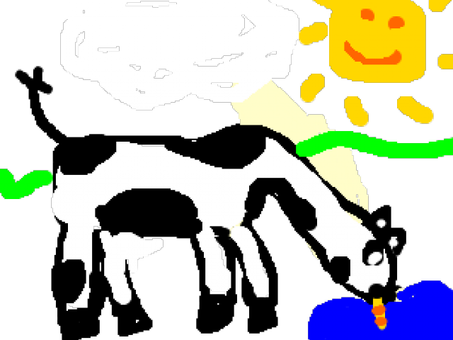 Drawn Cow Drinking Water - Drawn Cow Drinking Water (640x480)