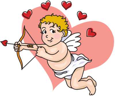 Cupid Clipart V Day - Baby Cupid Clipart (400x334)
