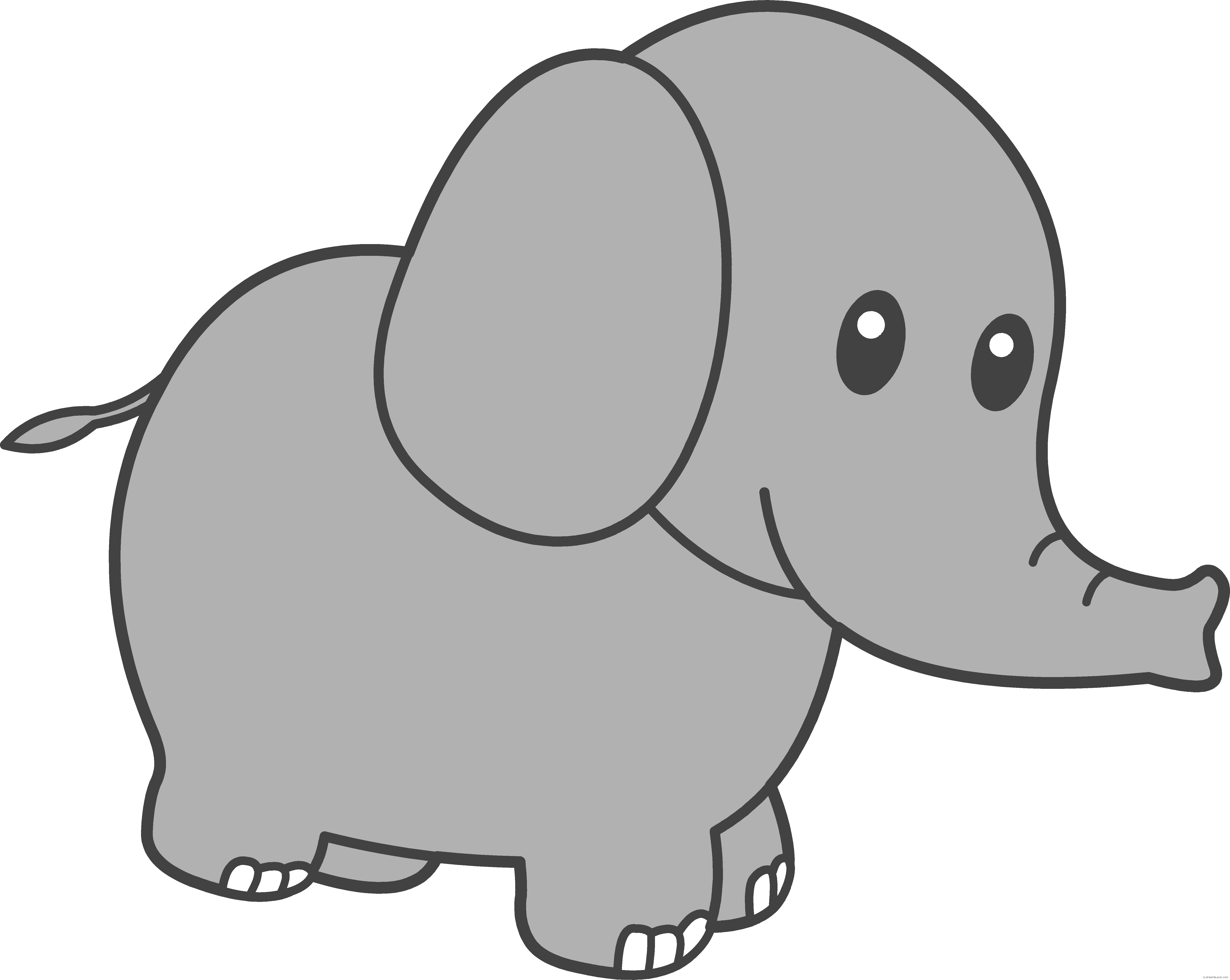 Gray Elephant Animal Free Black White Clipart Images - Cute Elephant Clipart (6062x4830)
