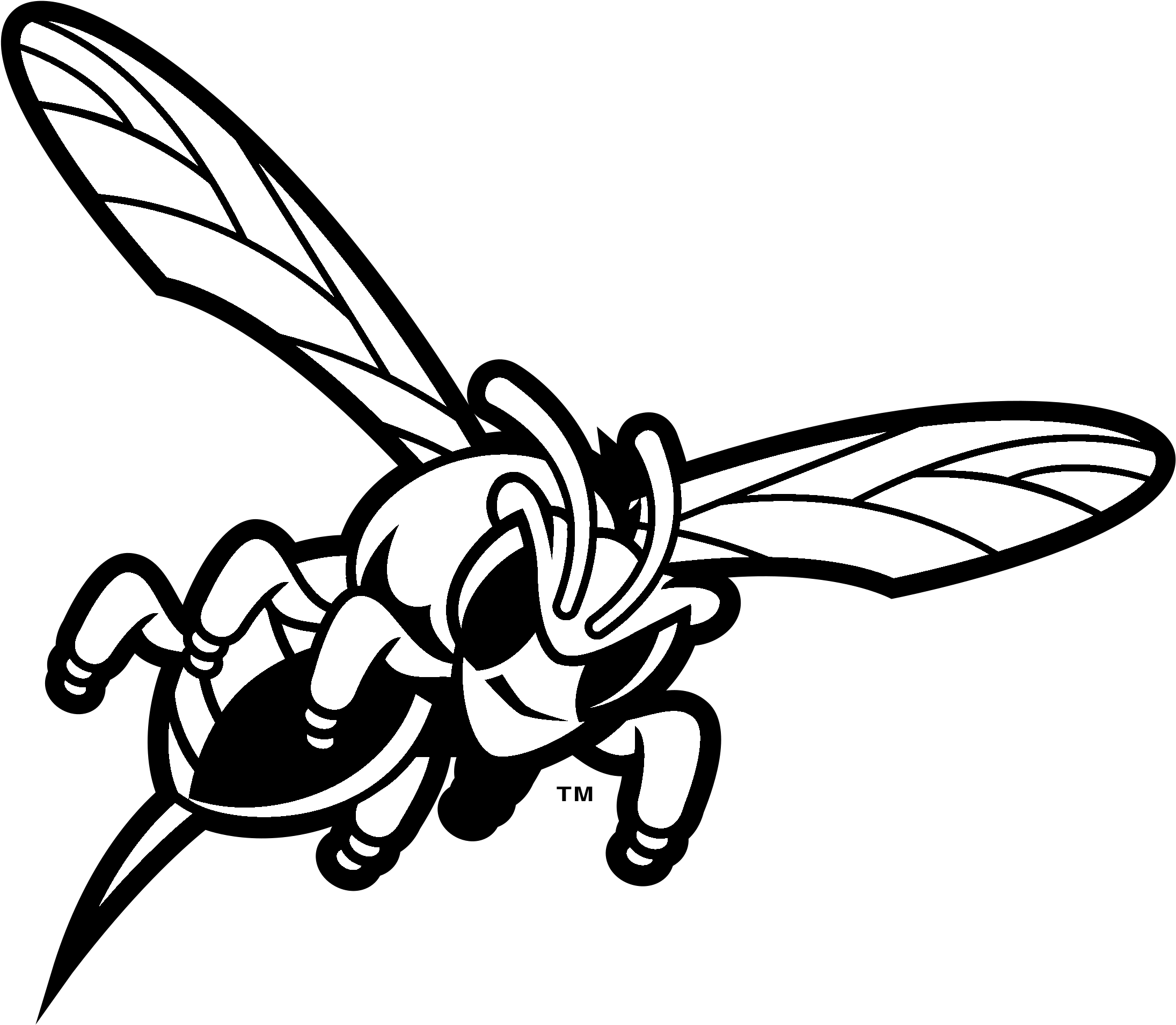 Delaware State Hornets Logo Black And White - Transparency (2400x2400)