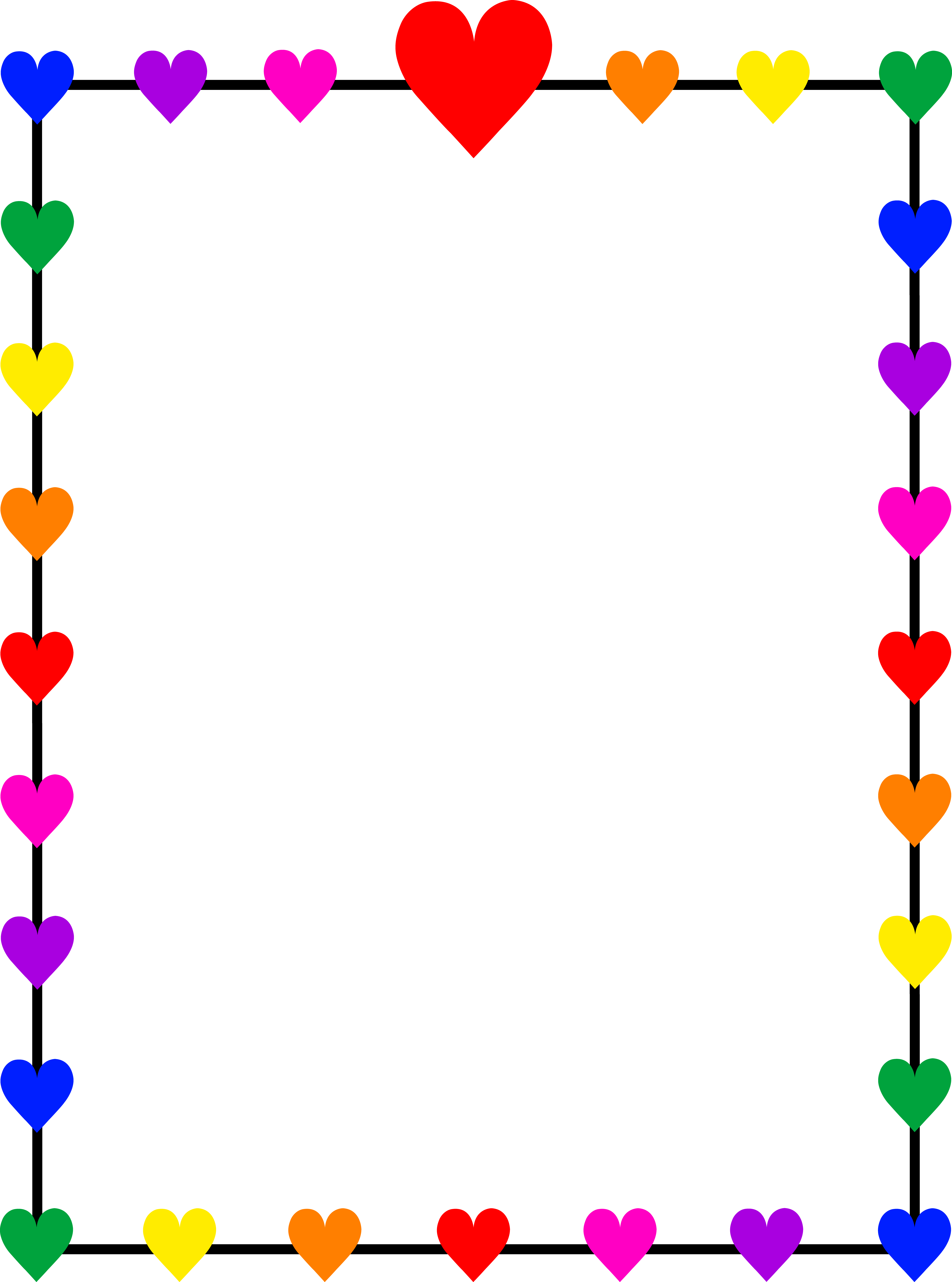 Borders And Frames Clip Art Rainbow Hearts Border Frame - Valentines Day Left Right Game (5952x8014)
