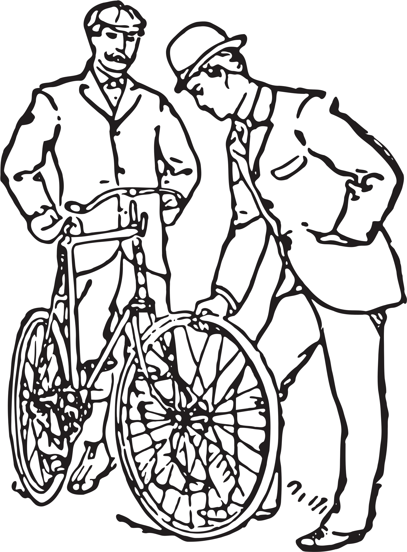 Men And A Bicycle - Old Fashioned Bicycle Transparent (2400x2400)