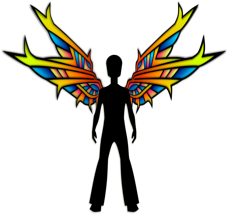 Free Wings Black Free Muscular Professional Wrestler - Schwarze Fee Mit Buntglas-flügeln Karte (800x746)