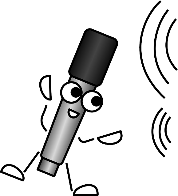 Microphone, Sound, Waves, Listening, Comic, Funny - Mike Clipart (579x640)