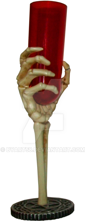 Skeleton Hand Holding Glass By Byart58 - Skeleton With Glass In Hand (400x904)