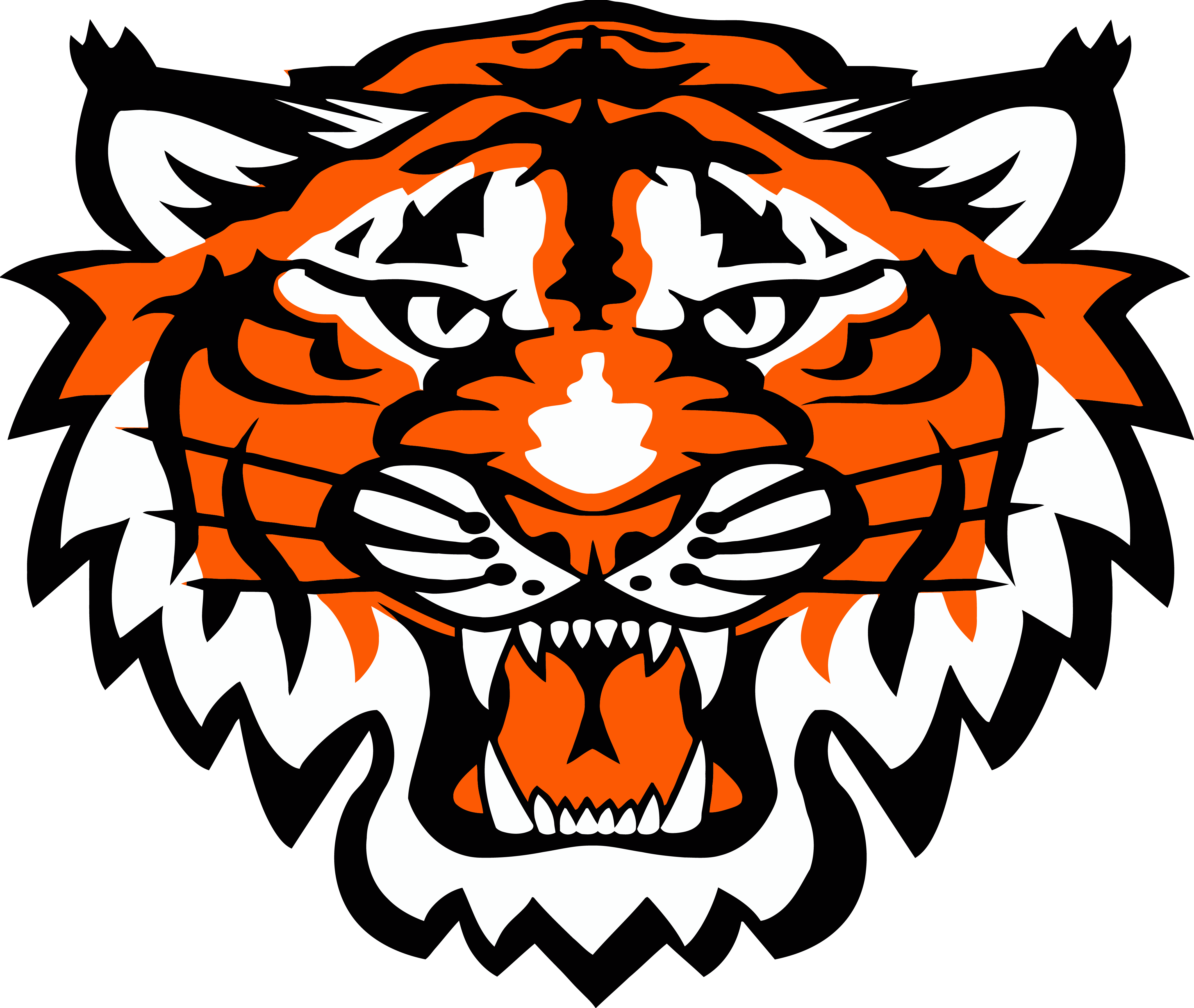 Angry Tigger Face Clipart Png - Tiger Mascot Clip Art (4251x3588)