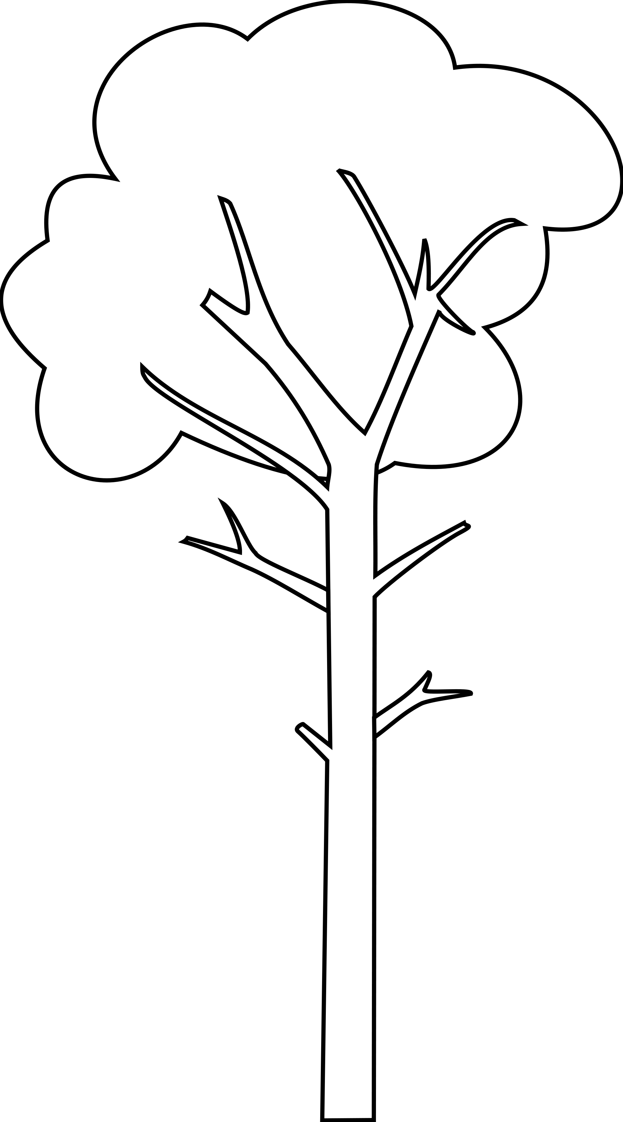 Tall Tree Cartoon Black And White (2000x3601)