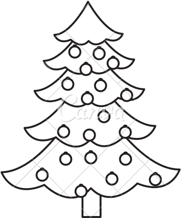 Christmas Tree Pine Decoration Balls Outline - Christmas Tree (550x550)