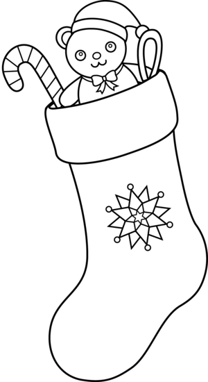 Present Outline Christmas Outline Clipart Clipart Collection - Stocking Black And White (300x550)