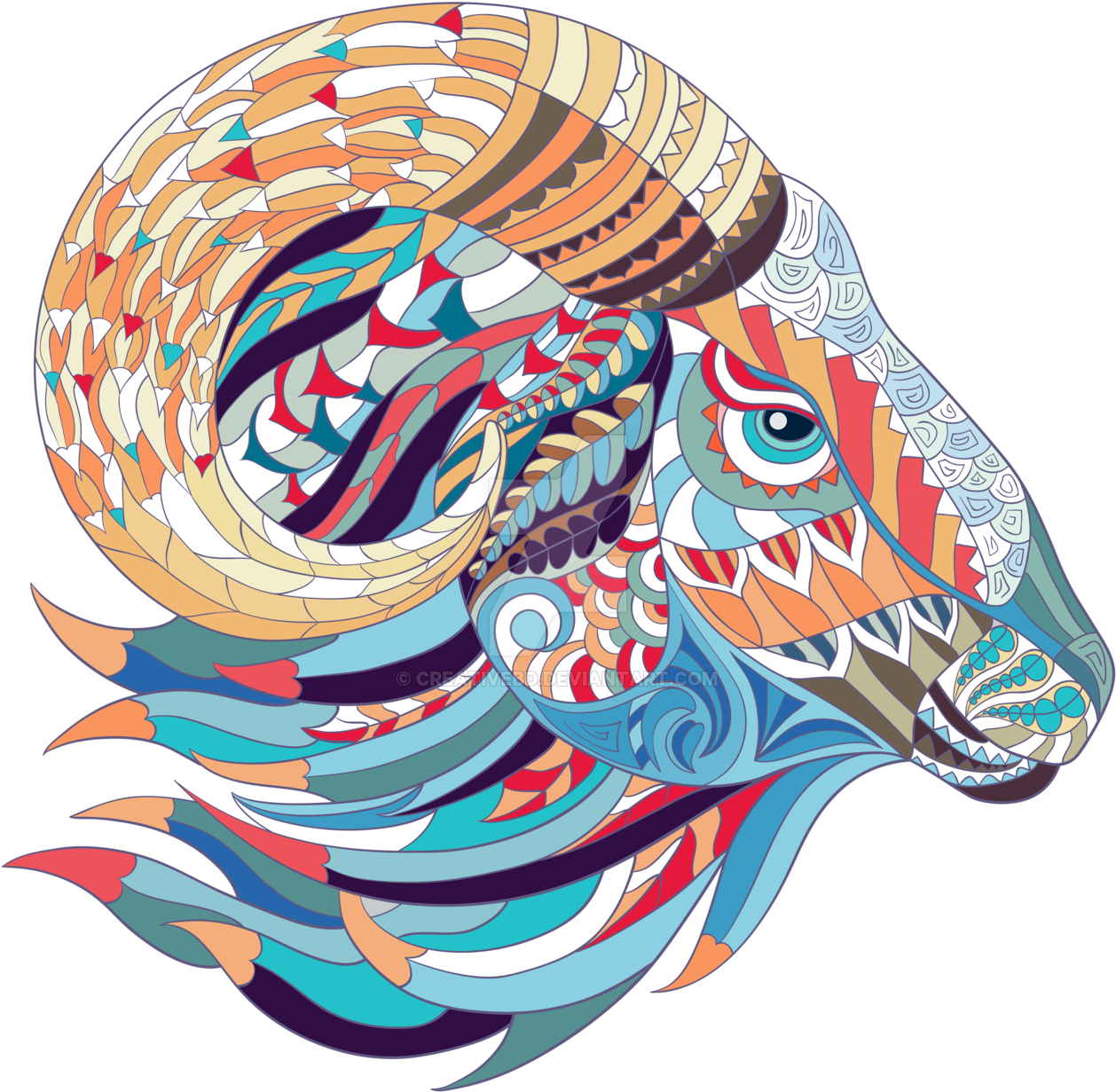 1rb Decorative Goat By Kalamal 1rb Decorative Goat - Hobby Vinyl Decal Colorful Ram Tradition High Detail (1599x1358)
