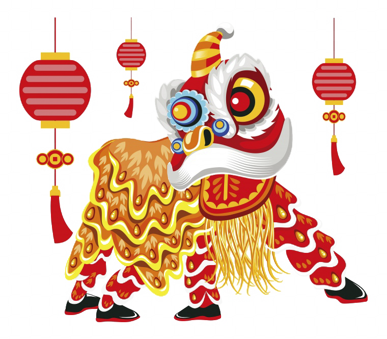 Lion Dance Chinese New Year Illustration - Lion Dance Transparent Clipart (760x665)