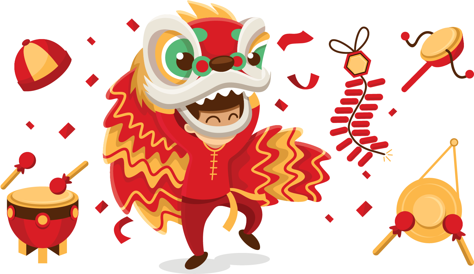 Lion Dance Chinese New Year Dragon Dance - Chinese Lion Dance Cartoon Png (1667x1667)