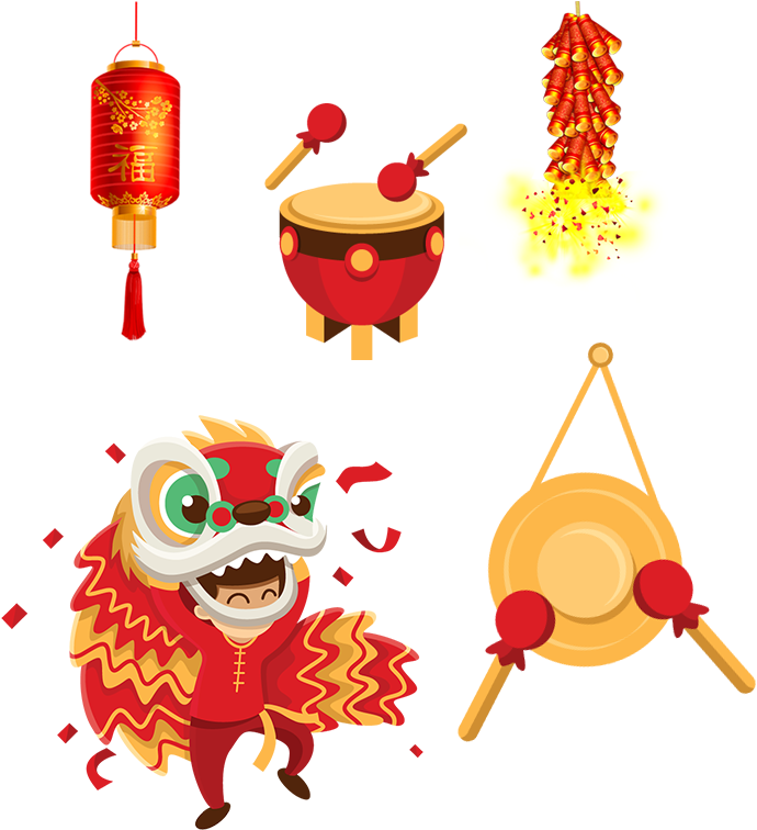 Lion Dance Chinese New Year Clip Art - 舞 獅 卡通 (724x800)