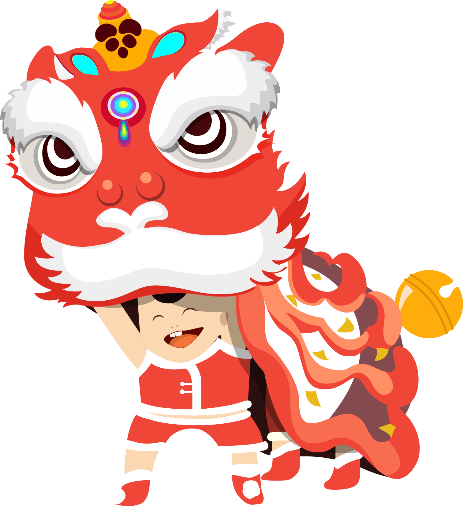 Lion Dance Dragon Dance Chinese New Year Lantern Festival - Chinese Lion Dance Png (3163x1841)
