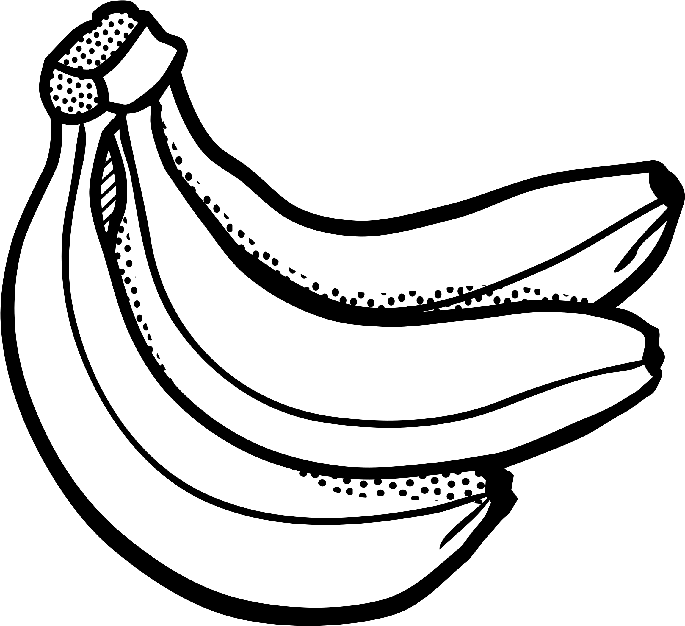 Banana Clipart Black And White - Bunch Of Bananas Clipart (2400x2323)