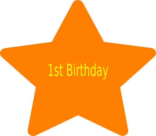 1st Orange Birthday Star Clip Art At Clkercom Vector - Star Svg (600x523)