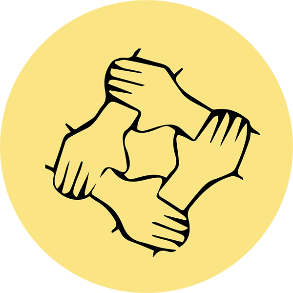March - Helping Hands Clip Art Black And White (600x600)