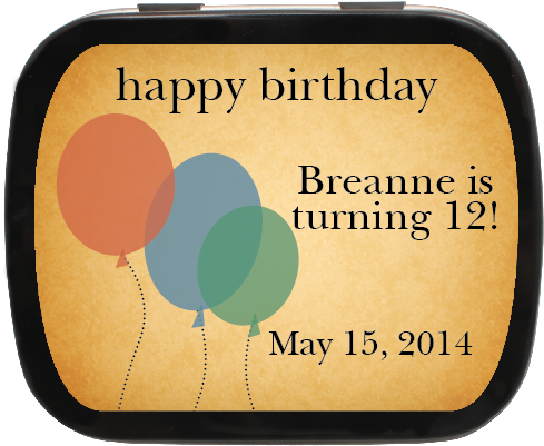 Birthday Balloons Personalized Mint Tins - Circle (500x500)