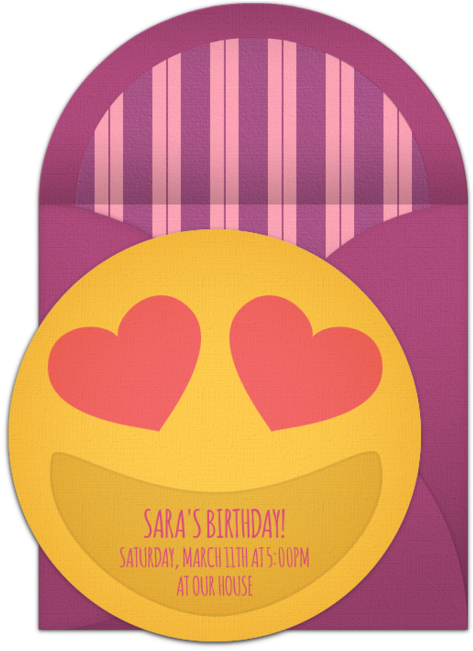 Heart Eyes Smiley Online Invitation - Wedding Invitation (650x650)