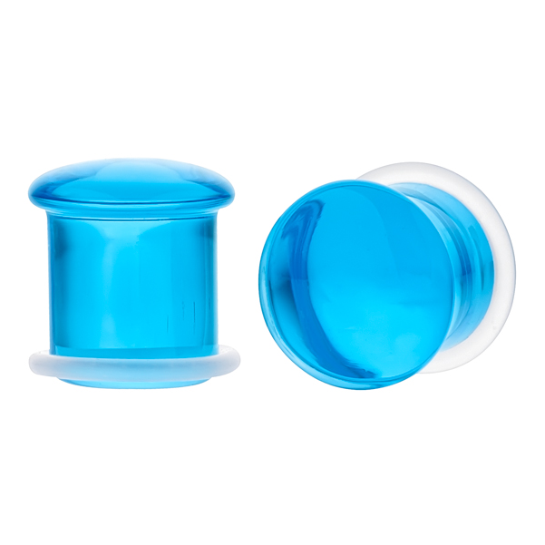 Gorilla Glass Ocean Blue Solid Color Glass Plugs - Lid (730x730)