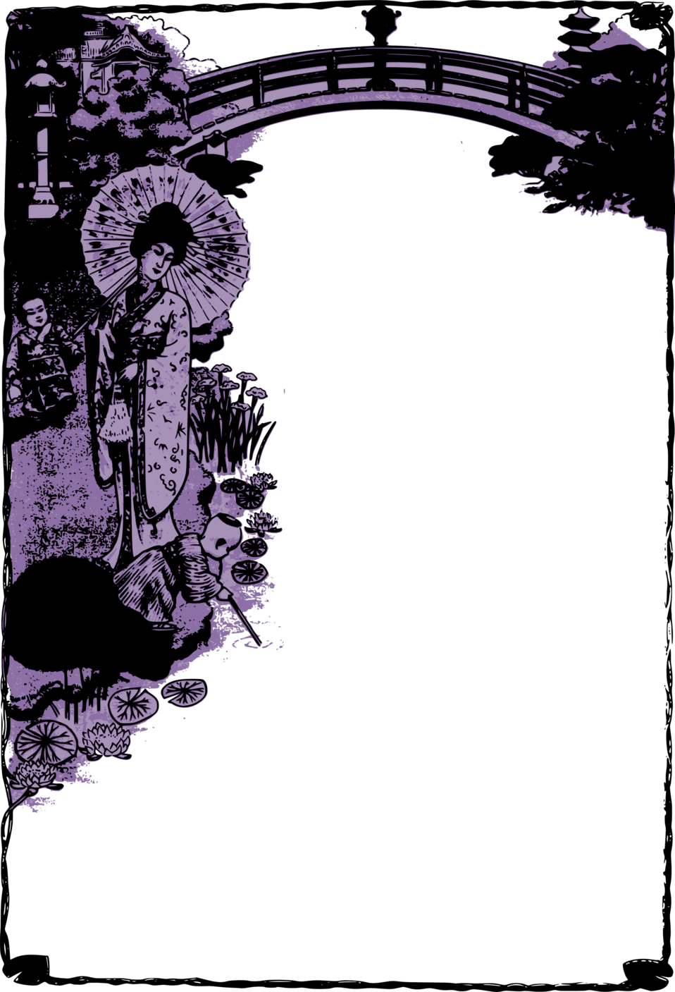 Japan Frame - Purple - Japanese Photo Frame Png - (1637x2400) Png Clipart D...