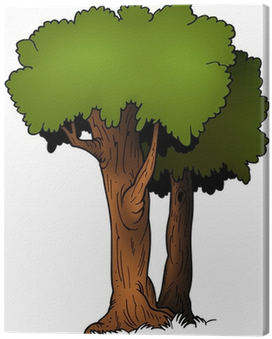 Cuadro En Lienzo Dos Árboles - Trees Cartoon (400x400)