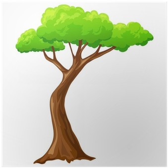 Póster Dibujos Animados De Árboles Aislados Sobre Fondo - Cartoon Tree With Branches (400x400)