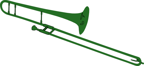 Green Trombone Clip Art - Marching Trombone Clip Art (600x276)