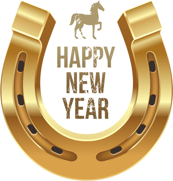 Horseshoe Clipart Herradura - Happy New Year Horse (575x600)