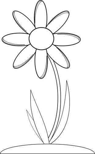 Vector Graphics Of Long Stem Flower For Colouring Book - Flower Png Bw (310x500)