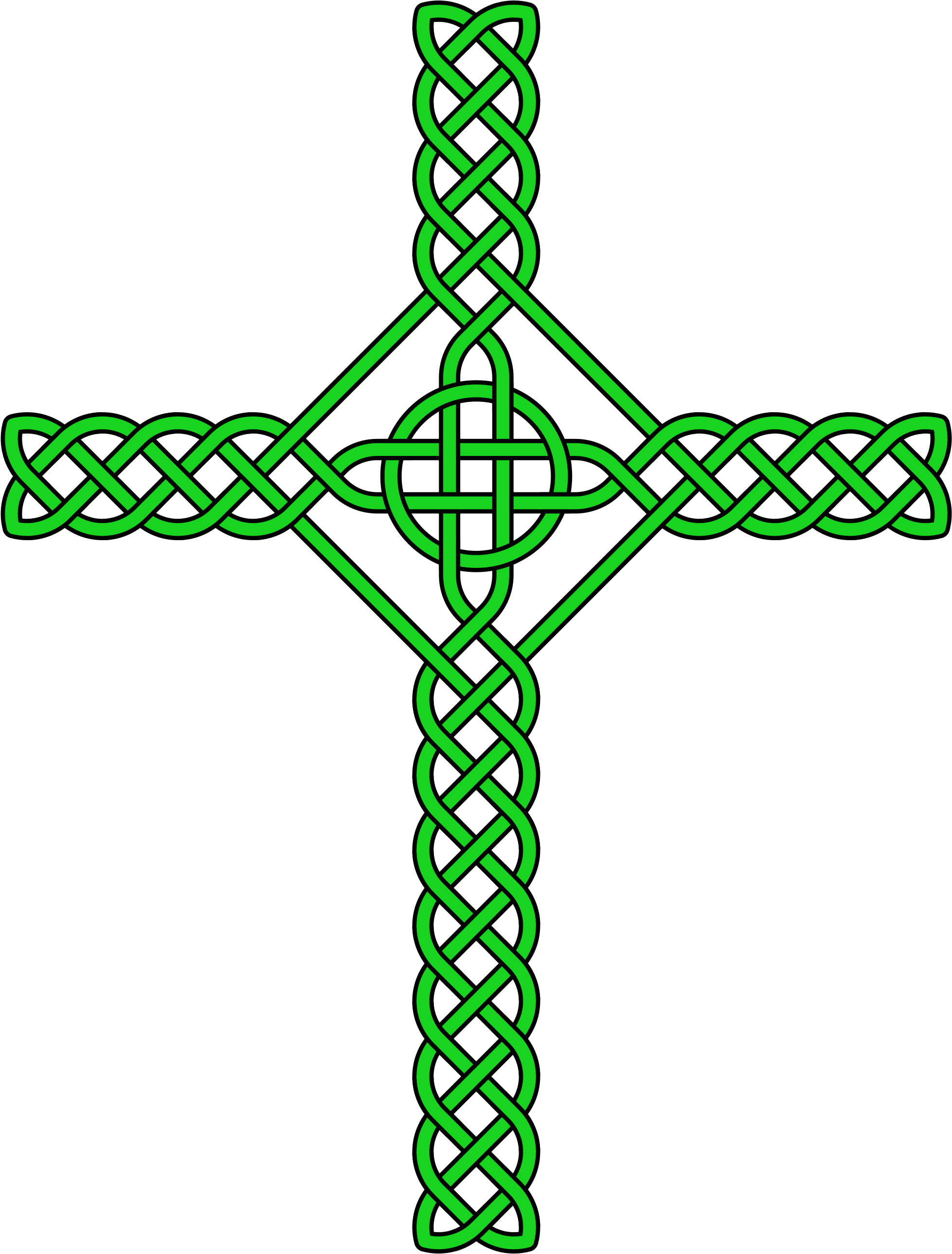 Green Celtic Cross Png Download - Welsh Celtic Knotwork Cross (2000x2609)