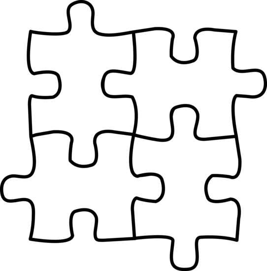 Clipart Panda - Black And White Puzzle Pieces Clipart (542x550)