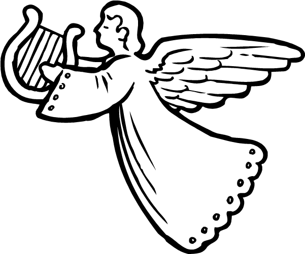 Angel Black And White Clipart - Angel Clip Art Black And White (600x600)