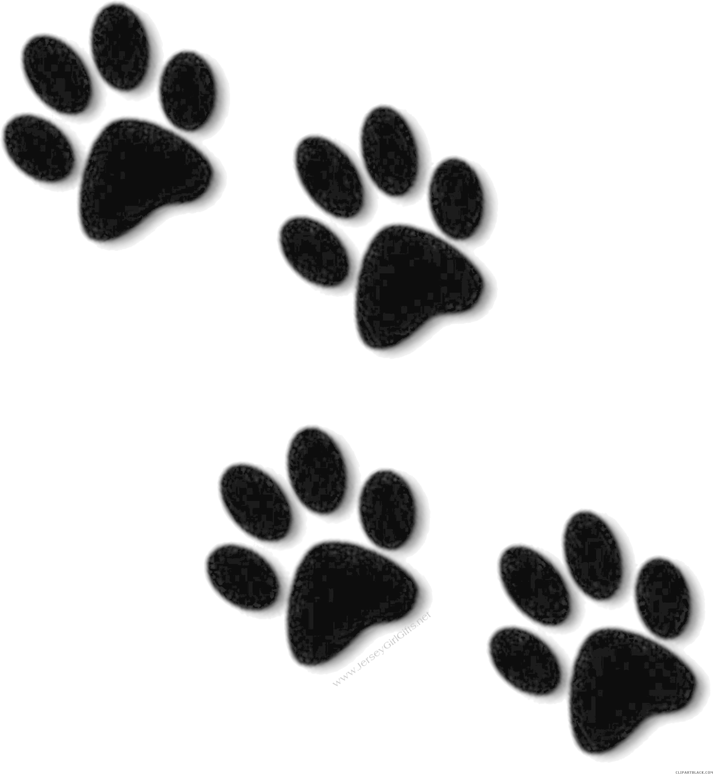 Bulldog Paw Print Animal Free Black White Clipart Images - Paw Prints Clip Art (2388x2606)