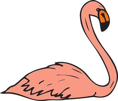 Pink, Bird, Swimming, Wings, Flamingo - Flamingo Clipart (396x340)