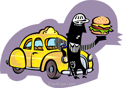 Taxi Driver Taking Lunch Break Royalty Free Vector - Fast Food (480x343)