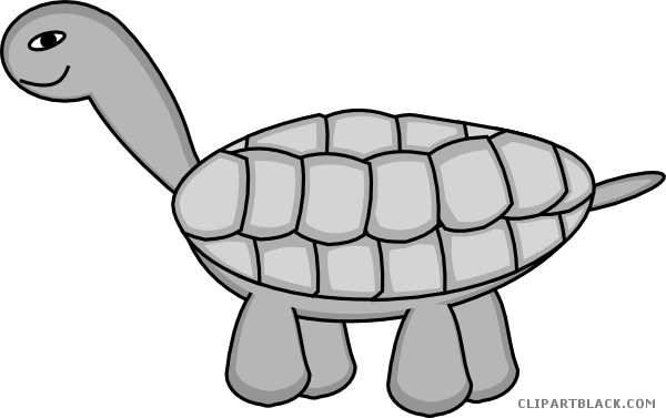 Cartoon Turtle Animal Free Black White Clipart Images - Cartoon Turtle (600x377)